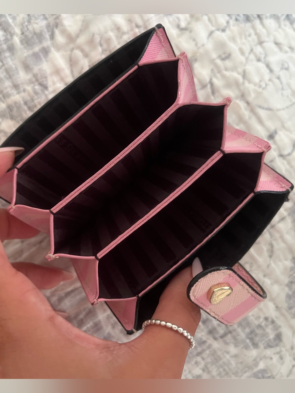 Victoria's Secret Pink Striped Snap Card Holder - Picture 5 of 5